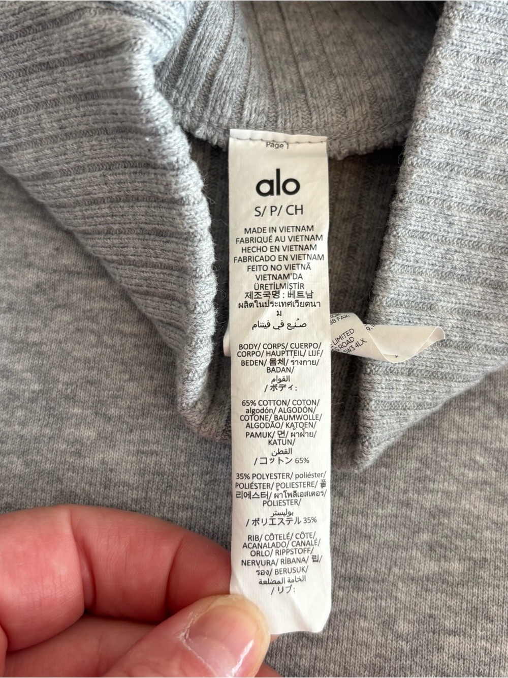 ALO Yoga Small Cropped Serenity Coverup Fleece Sweatshirt Top Ribbed Neck Gray - Picture 11 of 14